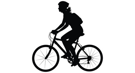 Obraz premium Cyclist Silhouette On White Background Black Vector Illustration Of A Bicycling Person