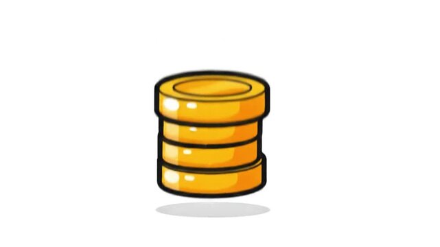 Stack of shiny golden cartoon coins, business and financial savings concept, vector illustration isolated on white background