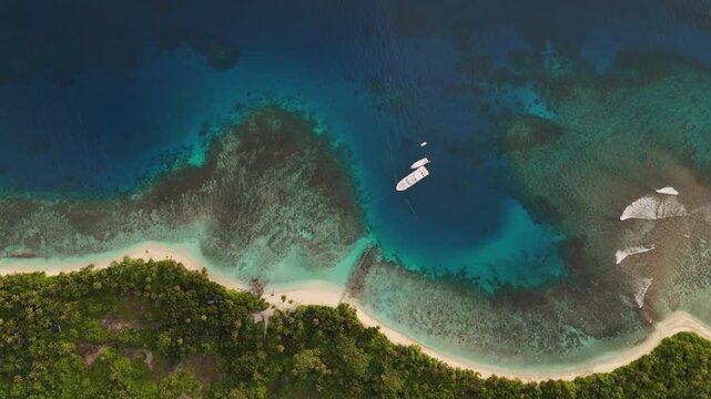 drone ocean clear water boat