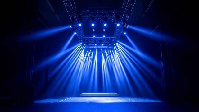 Dramatic Blue Stage Lighting in an Empty Venue