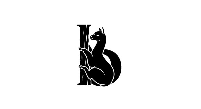 Black and white squirrel illustration design.