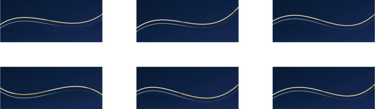 Vector navy blue background gold wave line elegant luxury banner template website presentation