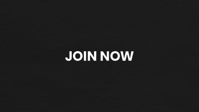 Join Now Vintage Text Animation 4K Membership Call To Action Visual for Community Growth and Registration Campaigns