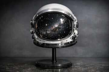 Fototapeta premium An astronaut's helmet with a stunning galaxy background, ideal for space-themed projects