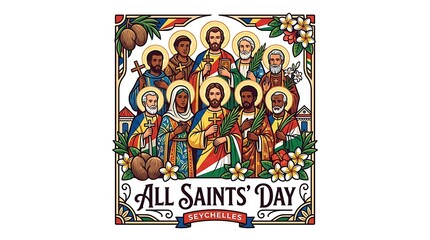 Obraz premium Diverse religious saints for all saints day celebration in seychelles