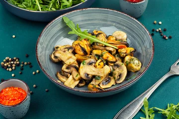 Fresh Mediterranean seafood salad. © nikolaydonetsk