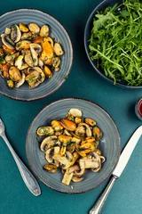 Delicious plate of salad with mussels. © nikolaydonetsk