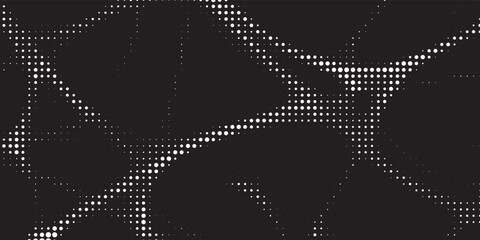 Abstract white halftone dot network pattern on black background © Axel
