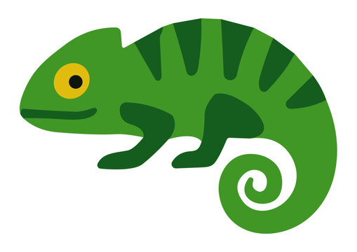 Vector Cartoon Green Chameleon 