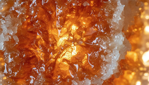 Crystallized raw organic honey golden micro crystals macro