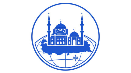 Fototapeta premium Blue circular Blue Mosque Istanbul Turkey landmark logo.