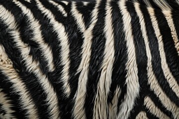 Fototapeta premium Zebra fur showing distinctive black and white stripes for natural texture and pattern