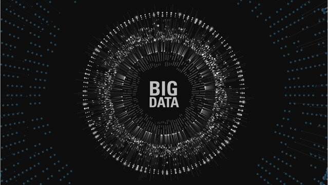 Abstract Technology Background with Dynamic Digital Data Stream and Connecting Lines
