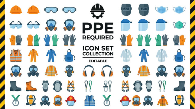 Industrial personal protective equipment icons for workplace safety