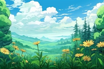 Obraz premium Landscape flower green backgrounds.