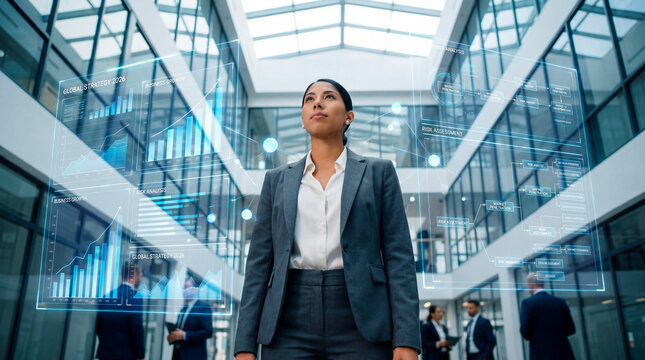 Business leader overseeing global growth strategy and risk assessment