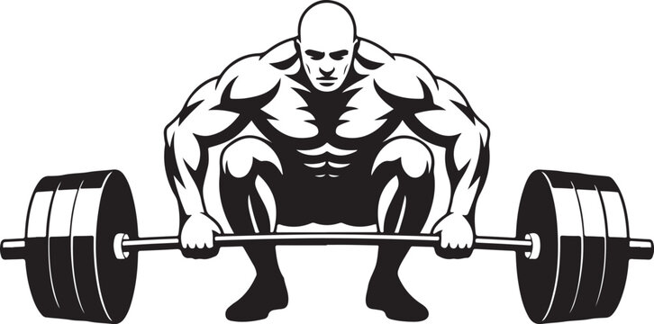Muscular man deadlifting heavy barbell weights