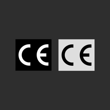 CE Mark Icon Set on Dark Background &ndash; Black and White Versions