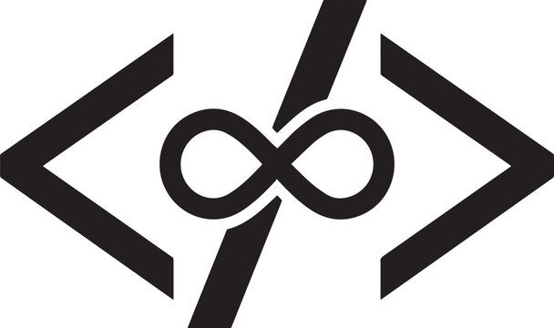 Infinite coding symbol in vector illustration with minimalist design and clean lines