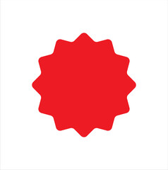 Obraz premium Red Starburst Badge Vector – Promotional Sale Sticker Icon
