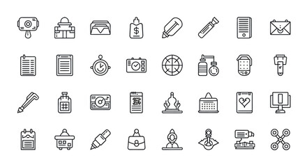 Fototapeta premium Collection of Hand-Drawn Icons Representing Business and Lifestyle Elements.
