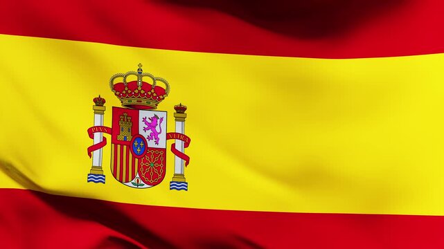 Flag Of Spain, The national flag of Spain waving gently, capturing traditional
