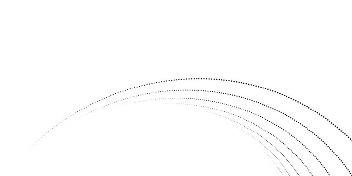 Black Halftone Arched Wave Lines on White Background