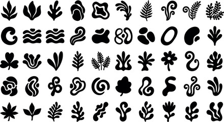 Fototapeta premium Isolated Abstract Pack Black Silhouette Vector Collection Illustration