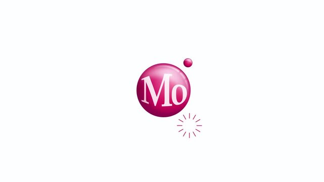 Molybdenum. Animation of bubbles with a macronutrient vital for humans. An idea for themed websites, apps, and design