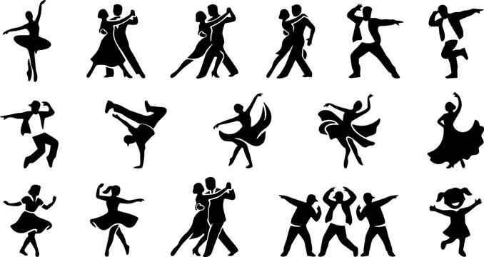 Dance Figure Silhouette Icon Set