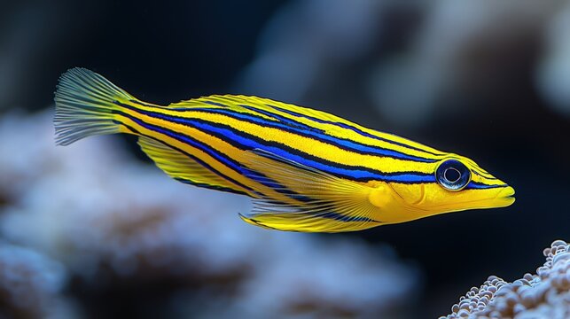 Close-up view of two slender danios in a vibrant aquarium setting