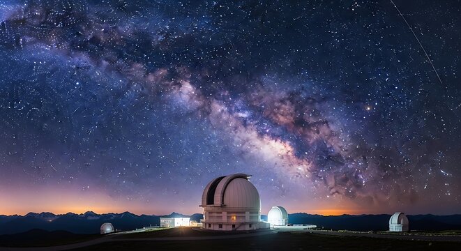 Observatory under a starry night sky.