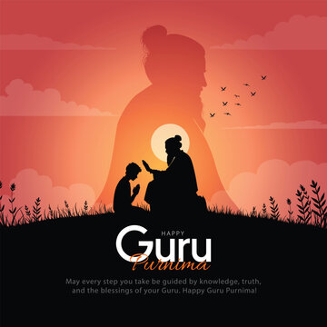 new Happy guru Purnima guru writing letter. perfect for social media posts, posters, banners, and digital celebrations. abstract vector illustration design