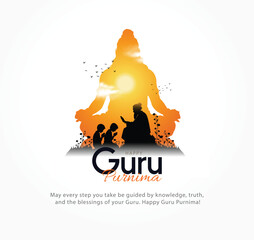 new Happy guru Purnima guru writing letter. perfect for social media posts, posters, banners, and digital celebrations. abstract vector illustration design © arun