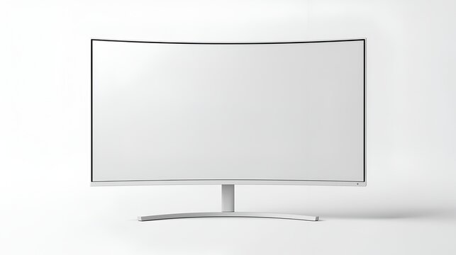Curved TV 4K flat screen lcd or oled, plasma realistic, White blank HD
