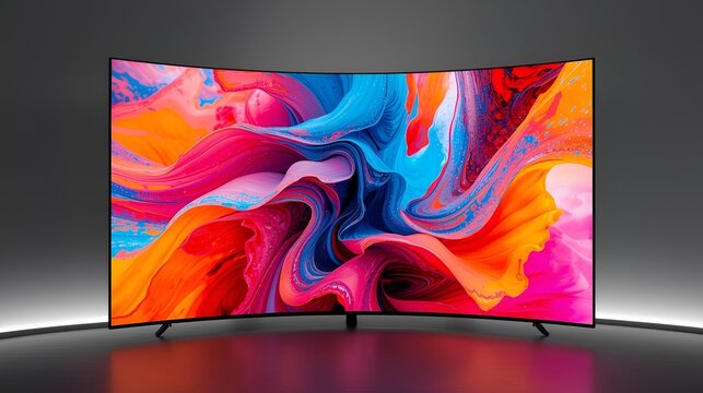 Curved TV 4K flat screen lcd or oled, plasma realistic, White blank HD