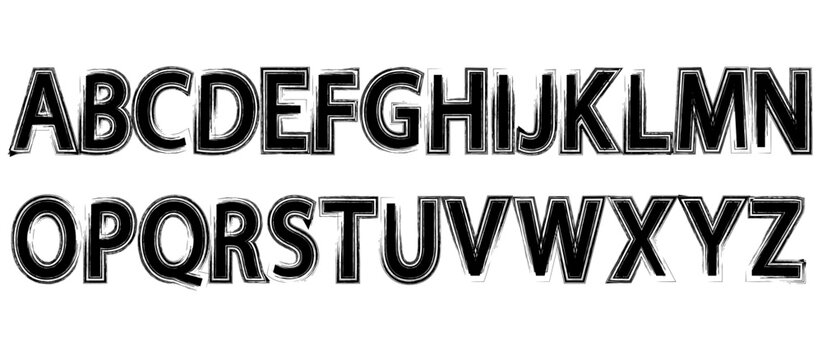 Brush font letter alphabet. Hand drawn typography chalk paint font brush alphabet. Handwritten kid chalk script texture stroke letter. Vector illustration.