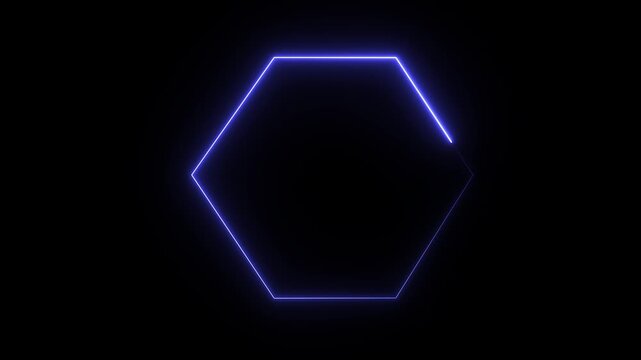 A neon hexagon shape, a common design element used in digital backgrounds and stock graphics.