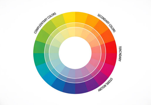 Vibrant Color Wheel Diagram Showing Primary, Secondary, and Complementary Colors with RGB Spectrum