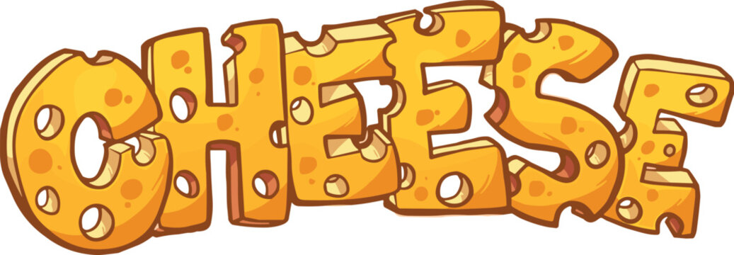Cheesy puzzle letters spelling cheese made from cheese blocks