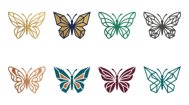 Colorful butterfly icons in various designs.