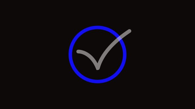 Clean check mark animation appearing smoothly, successful completion concept, approval confirmation symbol, minimalist design, professional motion graphics, transparent background..