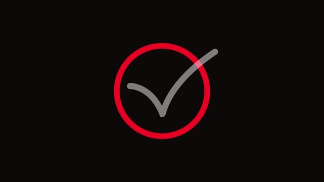 Clean check mark animation appearing smoothly, successful completion concept, approval confirmation symbol, minimalist design, professional motion graphics, transparent background..