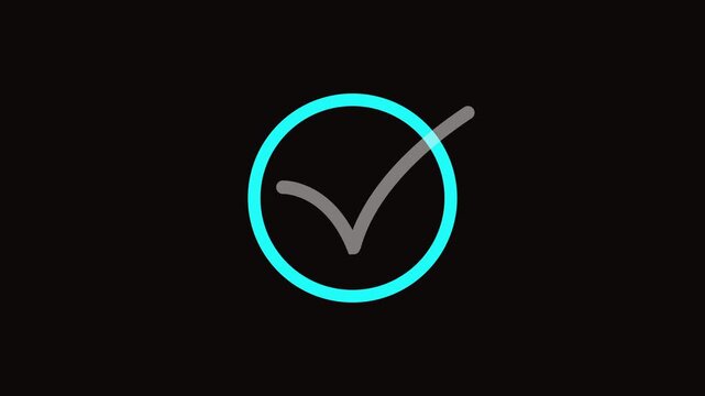 Clean check mark animation appearing smoothly, successful completion concept, approval confirmation symbol, minimalist design, professional motion graphics, transparent background..