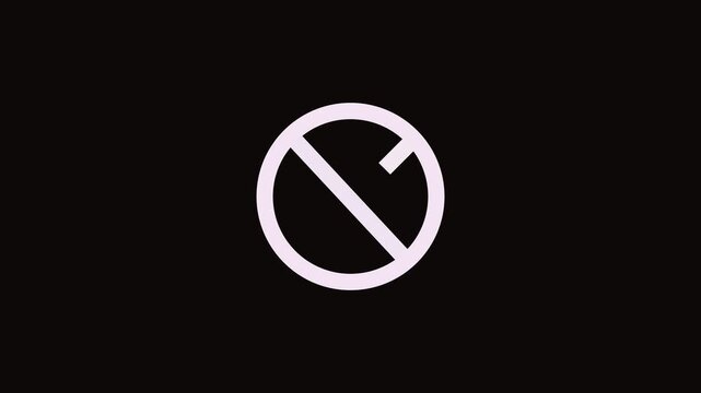 No entry sign animation, restricted access concept, prohibited entry symbol, clean minimalist design, professional motion graphics, smooth appearance and pulse animation, transparent background..