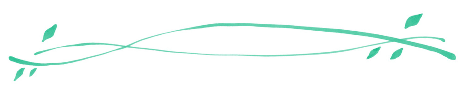 じんわりしたマーカーで描いた葉が舞う二重ライン緑1