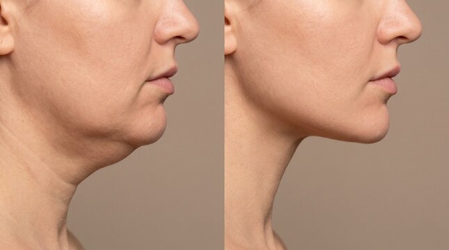 Double Chin Submental Fat vs Sculpted Sharp Jawline	