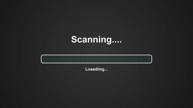 Scanning progress bar animation with digital loading indicator for modern software user interface