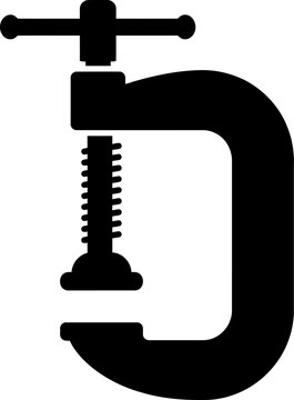 C-clamp tool outline icon for workshop and construction