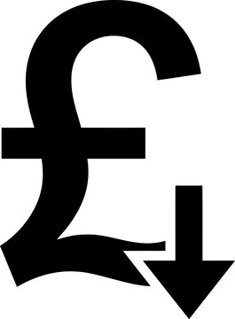 Pound Sterling decrease vector icon for financial data